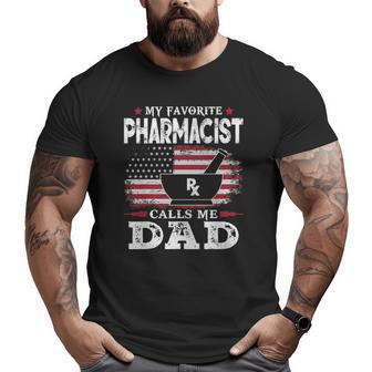 Mens My Favorite Pharmacist Calls Me Dad Usa Flag Father's Day Big and Tall Men T-shirt | Mazezy