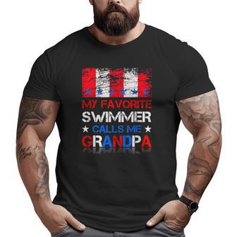 Mens My Favorite Swimmer Calls Me Grandpa Vintage Swimming Big and Tall Men T-shirt | Mazezy