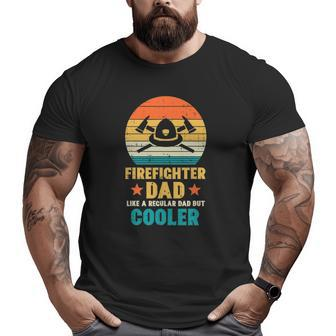 Mens Firefighter Dad Regular But Cooler Fathers Day Fireman Men Big and Tall Men T-shirt | Mazezy