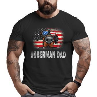 Mens Fun Doberman Dad American Flag Father’S Day Bbnk Big and Tall Men T-shirt | Mazezy