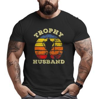 Mens Husband Dad Vintage Retro Sunset Trophy Fathers Day Big and Tall Men T-shirt | Mazezy DE