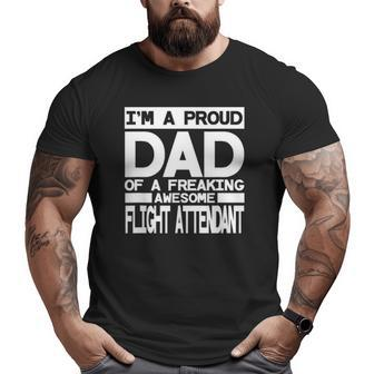 Mens Proud Dad Flight Attendant Big and Tall Men T-shirt | Mazezy