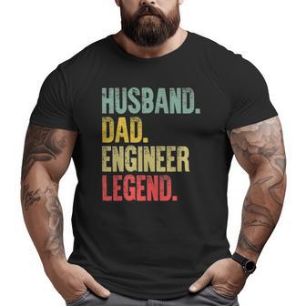 Mens Vintage Husband Dad Engineer Legend Retro Big and Tall Men T-shirt | Mazezy