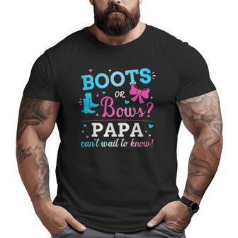 Mens Gender Reveal Boots Or Bows Papa Matching Baby Party Big and Tall Men T-shirt | Mazezy