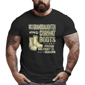 Mens My Granddaughter Wears Combat Boots Proud Military Grandpa Big and Tall Men T-shirt | Mazezy