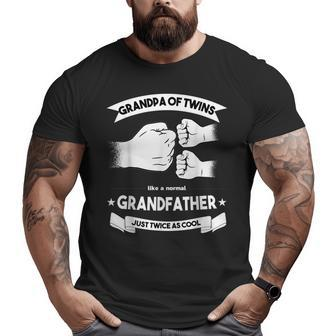 Mens Grandpa Of Twins Baby Announcement Party Twin Grandfather Big and Tall Men T-shirt | Mazezy