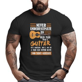 Mens Guitar Dad Never Underestimate An Old Man With Guitar Big and Tall Men T-shirt | Mazezy DE