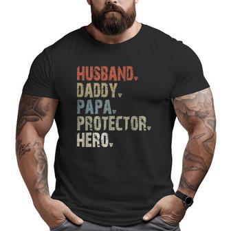 Mens Husband Daddy Papa Protector Hero Big and Tall Men T-shirt | Mazezy