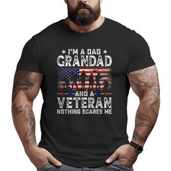 Mens I'm A Dad Grandad And A Veteran For Dad Father's Day Big and Tall Men T-shirt | Mazezy