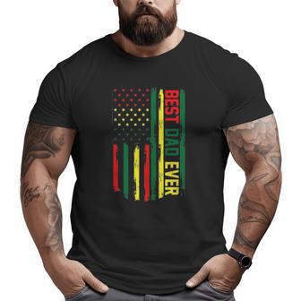Mens Juneteenth Best Dad Ever American Flag For Father's Day Big and Tall Men T-shirt | Mazezy