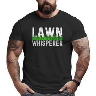 Mens Lawn Whisperer Retro Lawn Mowing Landscaping Grass Mower Dad Big and Tall Men T-shirt | Mazezy