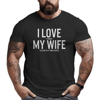 Mens Love My Wife Video Games Gamer Dad-Dy Papa Pops Father Big and Tall Men T-shirt | Mazezy