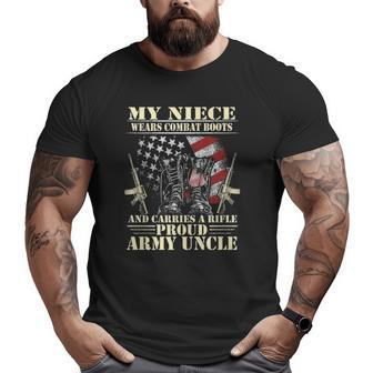 Mens My Niece Wears Combat Boots Proud Army Uncle Veteran Big and Tall Men T-shirt | Mazezy