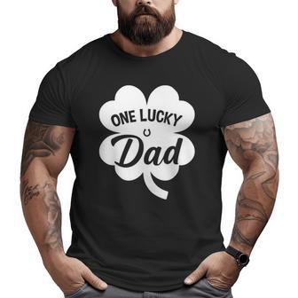 Mens One Lucky Dad Shamrock Four Leaf Clover St Patricks Day Big and Tall Men T-shirt | Mazezy