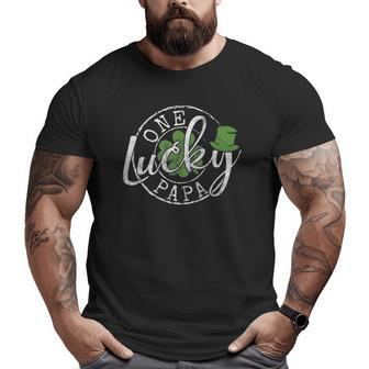Mens One Lucky Papa Father Irish Clovers St Patrick's Day Big and Tall Men T-shirt | Mazezy