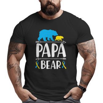 Mens Papa Bear Down Syndrome Awareness Proud Dad Big and Tall Men T-shirt | Mazezy