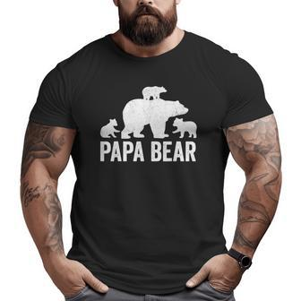 Mens Papa Bear Father's Day Grandad S Fun 3 Cub Kid Grandpa Big and Tall Men T-shirt | Mazezy