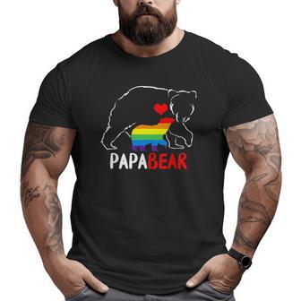 Mens Papa Bear Proud Dad Daddy Rainbow Flag Lgbt Pride Father Day Big and Tall Men T-shirt | Mazezy