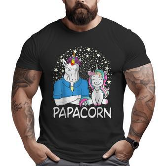 Mens Papacorn Unicorn Dad And Baby Daddy Fathers Day Big and Tall Men T-shirt | Mazezy