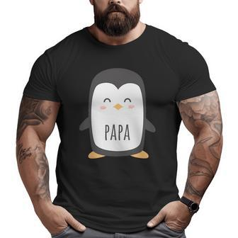 Mens Penguin Papa & Cute Dad Big and Tall Men T-shirt | Mazezy