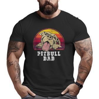Mens Pitbull Dad Smiling Pitbull Father's Big and Tall Men T-shirt | Mazezy