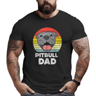 Mens Pitbull Dad Sunset Retro Pittie Pitty Pet Dog Owner Men Big and Tall Men T-shirt | Mazezy