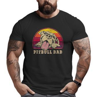 Mens Pitbull Dad Vintage Smiling Pitbull Father's & Dog Lovers Big and Tall Men T-shirt | Mazezy