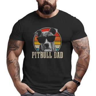 Mens Pitbull Dad Vintage Sunglasses Dog Owner Big and Tall Men T-shirt | Mazezy
