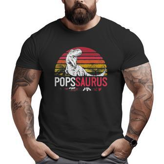 Mens Pops Saurus Father's Day Popssaurusrex Dinosaur Grandpa Big and Tall Men T-shirt | Mazezy