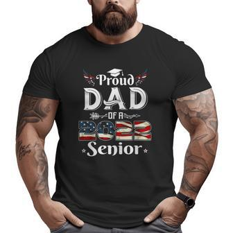 Mens Proud Dad Of A 2022 Senior School Graduation American Flag Big and Tall Men T-shirt | Mazezy