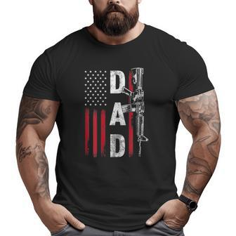 Mens Proud Dad Daddy Gun Rights Ar-15 American Flag Father's Day Big and Tall Men T-shirt | Mazezy