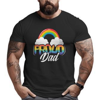 Mens Proud Dad Gay Pride Month Rainbow Lgbt Parent Father's Day Big and Tall Men T-shirt | Mazezy