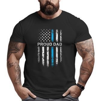 Mens Proud Dad Patriotic Law Enforcement Supporter Police Officer Big and Tall Men T-shirt | Mazezy