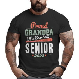 Mens Proud Grandpa Of A Baseball Senior 2023 Graduate Player Grad Big and Tall Men T-shirt | Mazezy