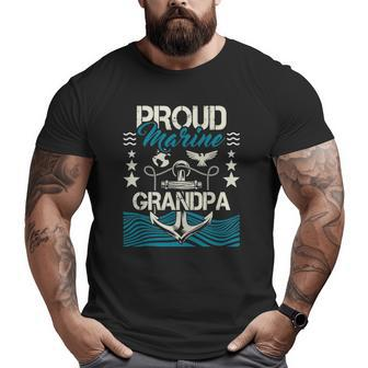 Mens Proud Marine Grandpa Granddad Papa Pops Big and Tall Men T-shirt | Mazezy
