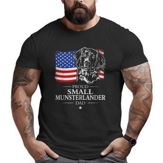 Mens Proud Small Munsterlander Dad American Flag Patriotic Dog Big and Tall Men T-shirt | Mazezy