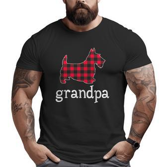 Mens Red Plaid Grandpa Scottie Christmas Matching Family Pajama Big and Tall Men T-shirt | Mazezy