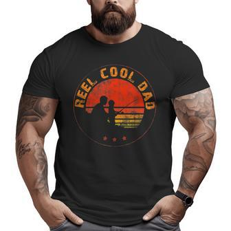 Mens Retro Reel Cool Dad Fishing Daddy Vintage Fathers Day Big and Tall Men T-shirt | Mazezy