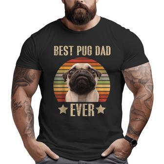 Mens Retro Vintage Best Pug Dad Ever Father's Day Big and Tall Men T-shirt | Mazezy