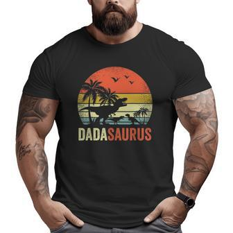Mens Retro Vintage Dadasaurus 2 Two Kidsrex Daddy Big and Tall Men T-shirt | Mazezy
