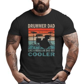 Mens Retro Vintage Drummer Dad Music Lover & Fan Father's Day Big and Tall Men T-shirt | Mazezy