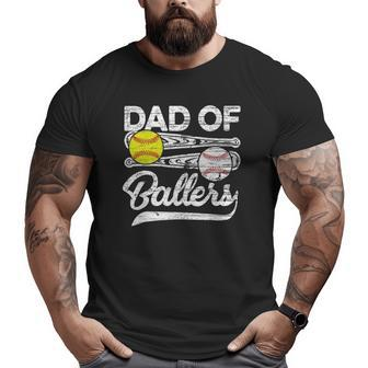 Mens Retro Vintage Father's Day Dad Softball Baseball Lover Big and Tall Men T-shirt | Mazezy