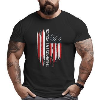 Mens Thermostat Police Vintage Us Flag Distressed Dad Joke Big and Tall Men T-shirt | Mazezy