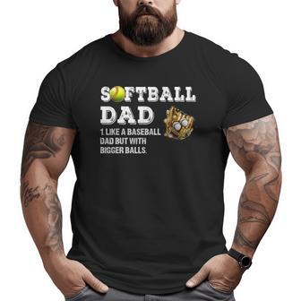 Mens Softball Dad Like A Baseball Dad But With Bigger Balls Big and Tall Men T-shirt | Mazezy