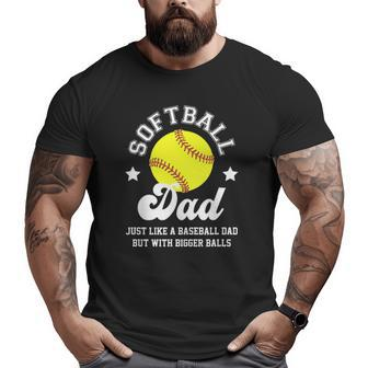 Mens Softball Dad Like A Baseball Dad With Bigger Balls Softball Big and Tall Men T-shirt | Mazezy