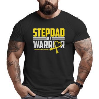 Mens Stepdad Childhood Cancer Awareness Survivor Ribbon Warrior Big and Tall Men T-shirt | Mazezy