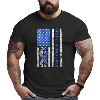 Mens T1d Dad Type 1 Diabetes American Flag Father's Day Idea Big and Tall Men T-shirt | Mazezy