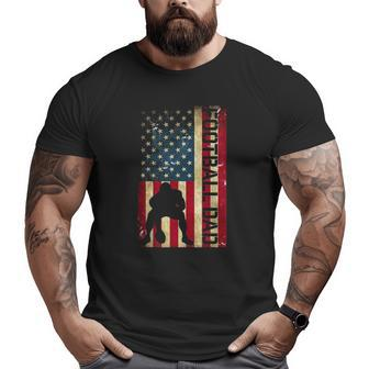 Mens Usa Flag Football Dad Pittsburgh Lineman Fathers Day Big and Tall Men T-shirt | Mazezy