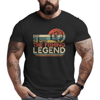 Mens Vintage Bass Fishing Dad Man The Myth The Legend Fisherman Big and Tall Men T-shirt | Mazezy