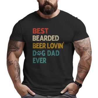 Mens Vintage Best Bearded Beer Lovin Dog Dad Big and Tall Men T-shirt | Mazezy